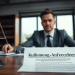 Kündigung anfechten: Lawyer reviewing important legal documents in a professional office setting.