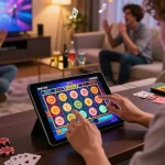 Engaging ligasedayu online gambling scene with vibrant slot game visible on tablet.