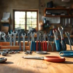 Explore Gedore tools neatly arranged on a workbench, showcasing their craftsmanship and quality for your projects.