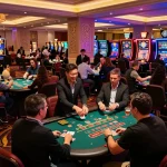 Players at SC88 casino passionately engaging in blackjack, showcasing vibrant gameplay action.