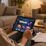 Engaging session using 789win link on a tablet while enjoying strategic gameplay at home.