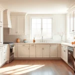 Stunning cabinet refacing in Saint Petersburg FL kitchen showcasing elegant white cabinets and bright atmosphere.