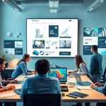 Hüsig Webdesign Marketing fördert kreative Zusammenarbeit in einem modernen Büro.