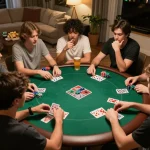 Join friends in an exciting poker game night with winstrike69 chips and cards laid out on the table.