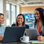Engage with the AI assistant for enterprise teams enhancing collaboration in a professional office.