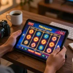 Player enjoying a thrilling gaming session on 79kingvnc while spinning colorful slot reels online.
