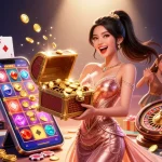Engage with UFABET’s thrilling online features in this vibrant casino illustration.
