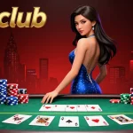 Experience the thrill of poker at manclub with an elegant woman surrounded by vibrant casino elements and championship excitement.