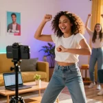 Capturing the moment of reaching 1000 followers on TikTok with vibrant energy and community vibes.