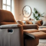 Experience comfort with lift recliners with heat and massage features in a cozy setting.