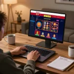 Engaging gameplay on Website MM88, showcasing a player enjoying an online casino experience with live dealers and vibrant slots.