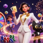 Experience winning with spaceman-themed lottery balls and glamorous casino elements.