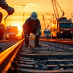 Engaging scene of Emergency Railroad Repair Services team inspecting tracks.
