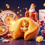 Engage with kèo nhà cái through a vibrant scene of fortune cookies and dynamic gaming elements.