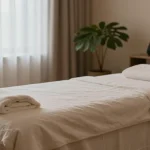대치동마사지 치료를 위한 평화로운 마사지 룸 이미지.