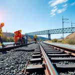 Workers performing Emergency Railroad Repair Services on damaged tracks, emphasizing efficiency and teamwork.