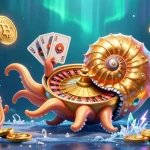 I migliori casino sicuri non AAMS con nautilo e simboli di criptovaluta in un'illustrazione vivace e dettagliata.