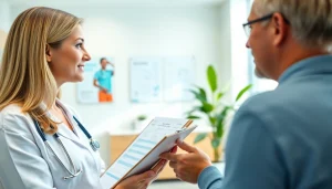 Consultation at a preventive health clinic Sydney, featuring a doctor and patient discussing health.
