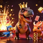 Gioca in casino sicuri non AAMS con una scena vivace di dinosauri e slot machine esplosive.