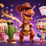 Spin the 777 slots with energetic characters and casino elements in a vibrant illustration.