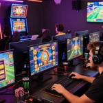 Exciting scene of players enjoying situs gacor online slot games in a vibrant gaming environment.