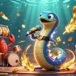 Join the electric eel DJ at DRAGON222's underwater casino, featuring vibrant gaming elements.