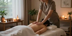 마사지 테라피 공간에서 편안한 스웨디시 마사지 모습