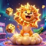 Bermain slot online dengan simbol buah dan jackpot di latar belakang menarik yang penuh warna.