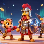 Engage with the thrilling world of situs togel as cartoon characters celebrate lottery wins with prize wheels and bouncing balls.