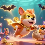 Engage in judi bola with thrilling action featuring a superhero dog character in a dynamic casino-themed scene.